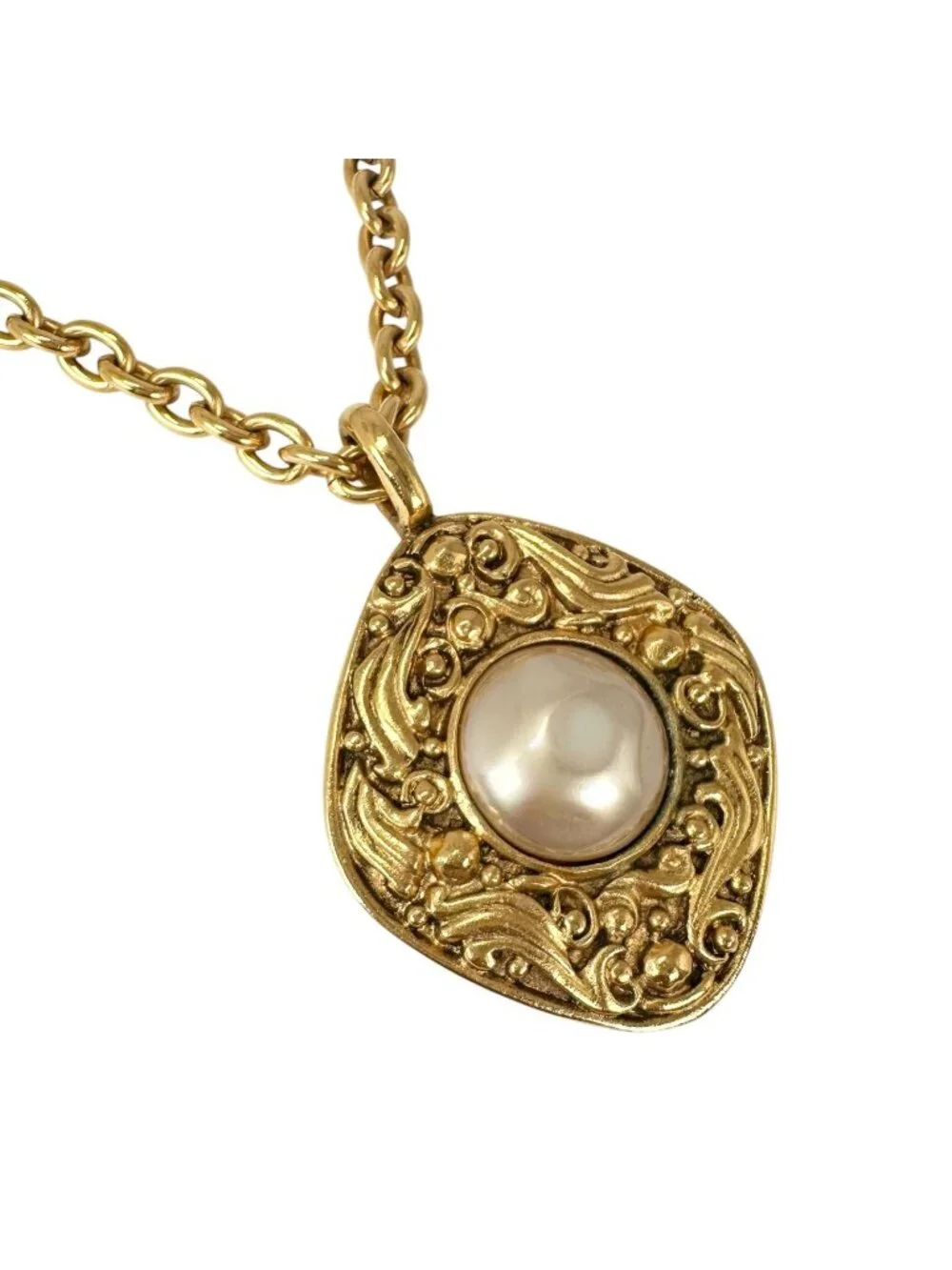 Chanel Long Chain Pearl Gold Plated Necklace